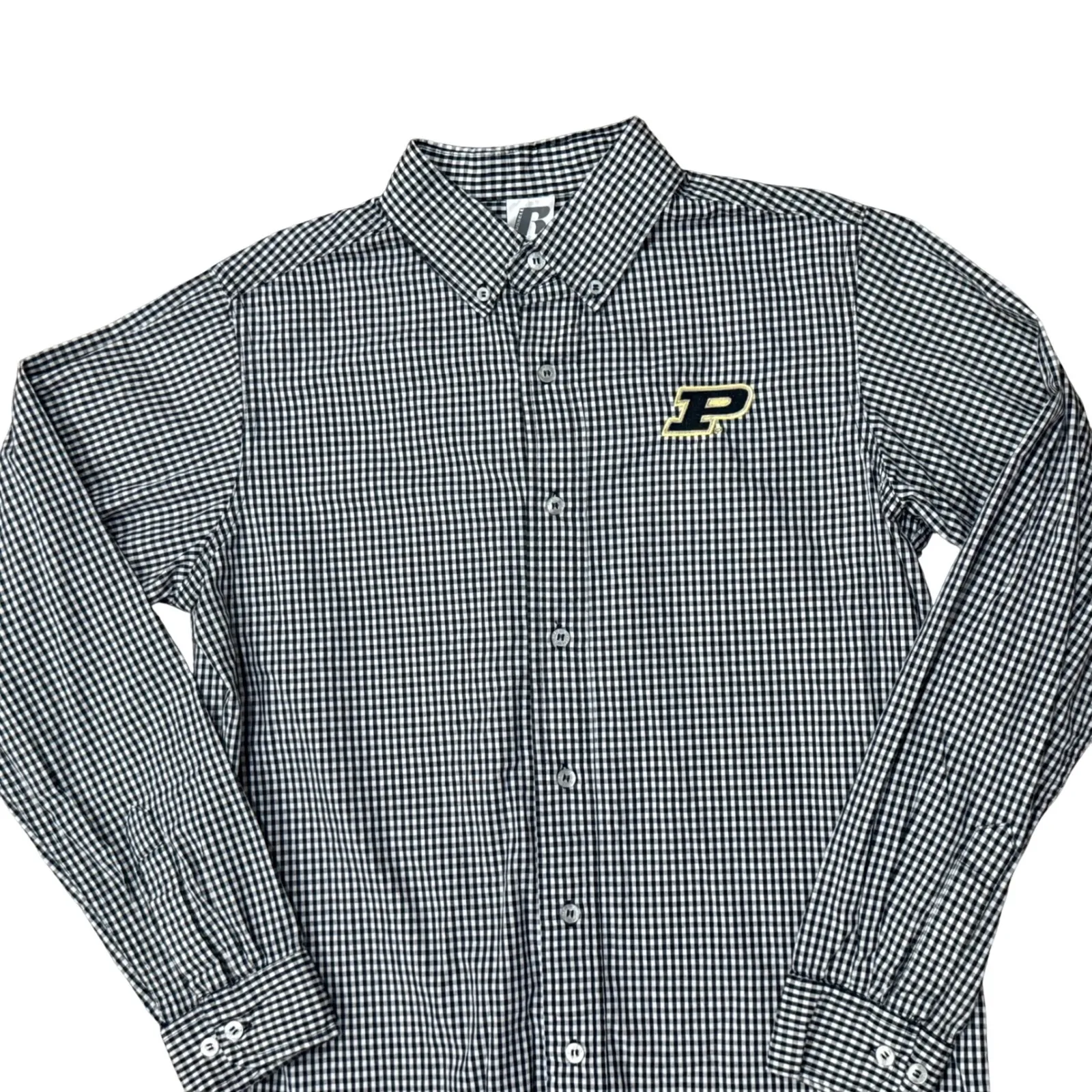 Russell Womens Gingham Button Down Long Sleeve Shirt Purdue Boilermakers M - Image 2