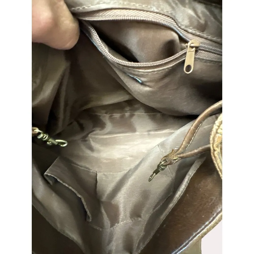 Nine West women’s brown vintage retro handbag purse SkU 6177 - Image 12