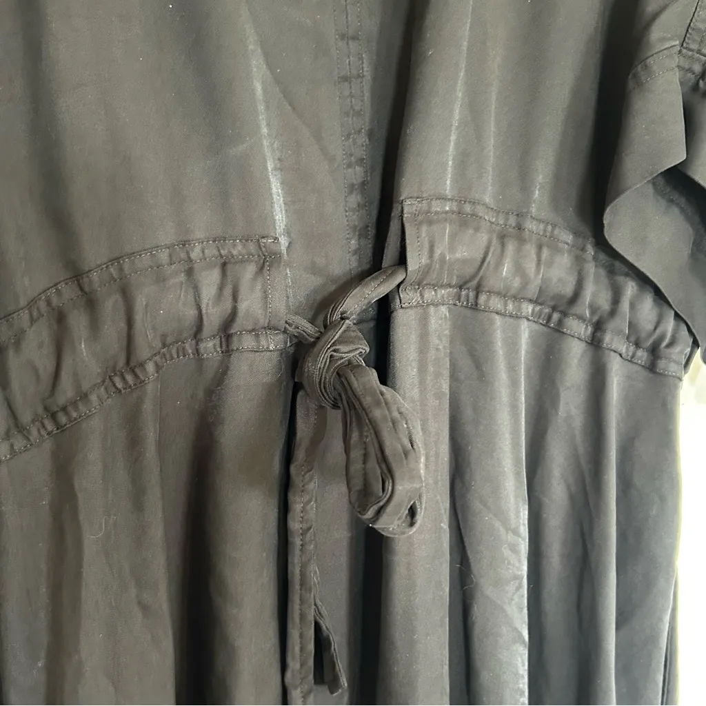 Natori Black V Neck Cinched Waist Midi Dress Size XL - Image 4