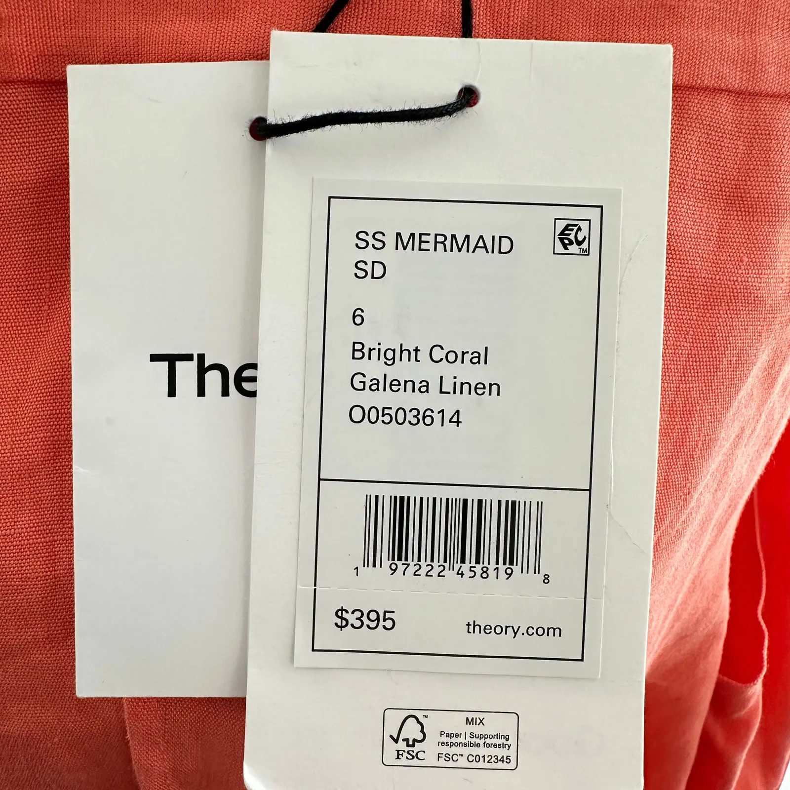 Theory Mermaid Linen Shirtdress Bright Coral Size 6 NWT Resort‎ Quiet Luxury - Image 8