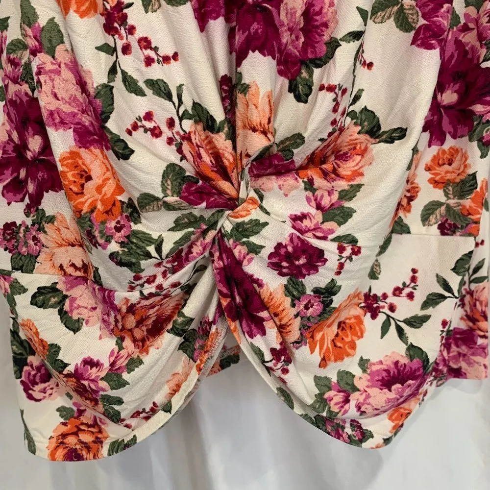 Bobbie Brooks Plus Size Women's Short Sleeved Floral Faux Knot Blouse Size 2X - Image 2