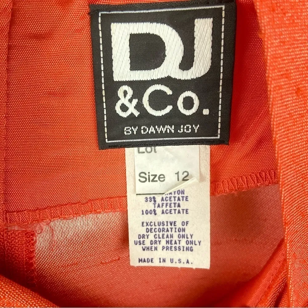 Vintage DJ & Co by Dawn Joy Orange Floral Embroidered Sheath Dress Size 12 - Image 16