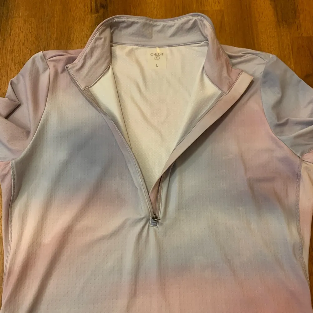 Calia UV Long sleeve 1/2 zip Golf Shirt Large Lake Reflection Cool color Pink - Image 8