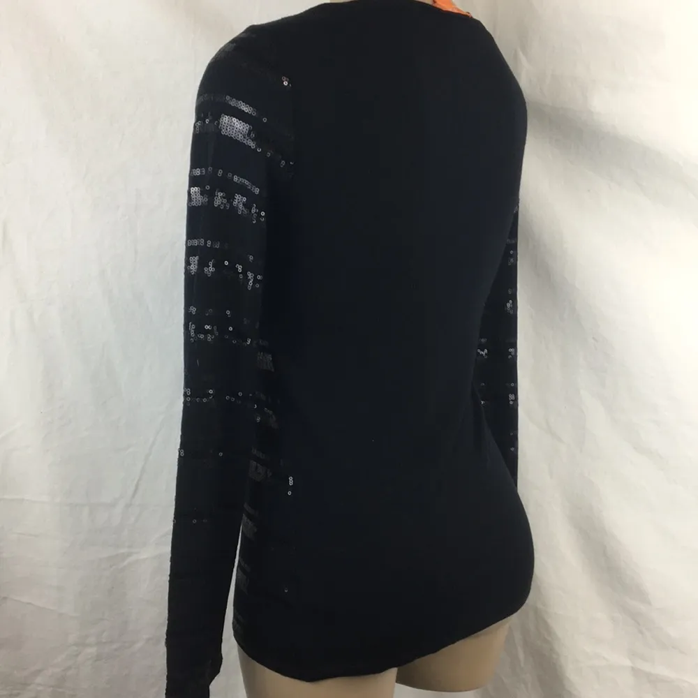 Joe Fresh Black Sequin Long Sleeve Tee Shirt S - Image 2