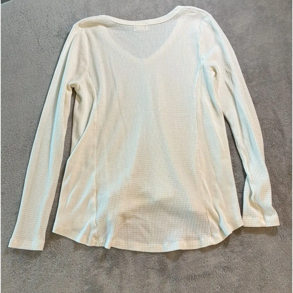 Anthropologie t.la Vicky Long Sleeve Waffle Knit Thermal Tunic White Size XS - Image 4