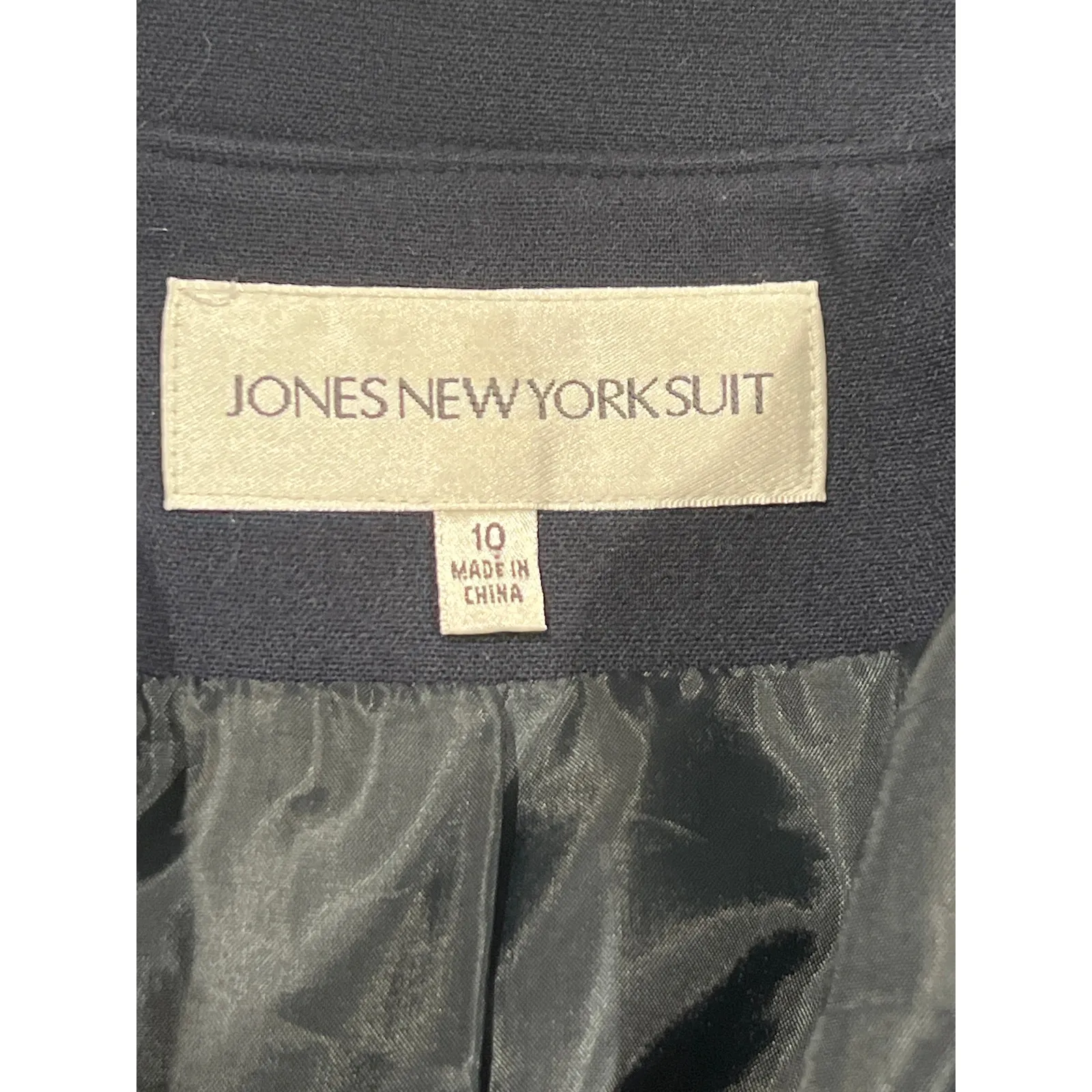 Jones New York Suit Navy Peplum Twee Blazer 3/4 Sleeve Women's Size 10 Ruffle - Image 4