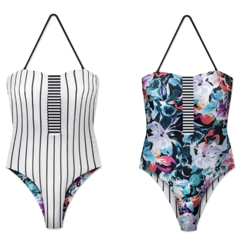 WET Swimwear Brie Reversable Open Back One
Piece Swimsuit Women’s Size Medium Black - Image 5