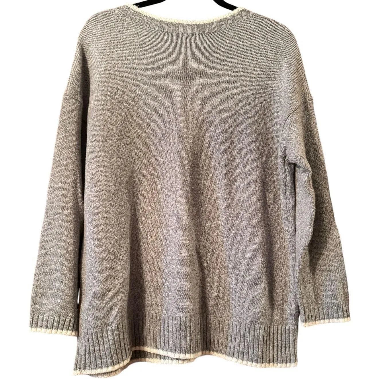 J. Jill Cotton Blend Snowflake crew neck sweater holiday PM cabincore Size 8 - Image 2