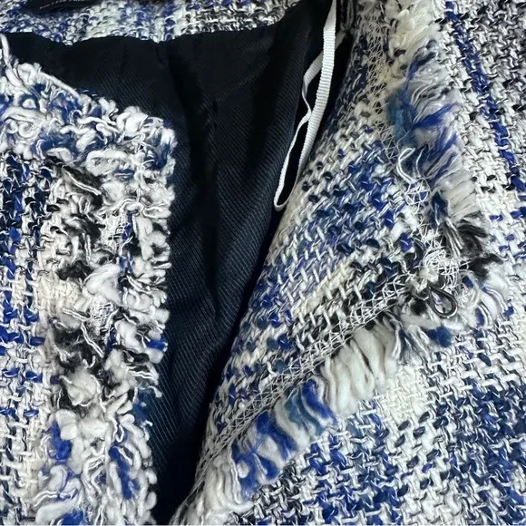 Zara plaid Tweed Coat Jacket Fringe‎ Academia size S - Image 10