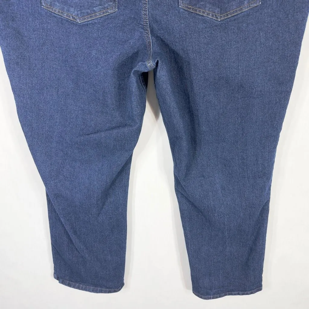 Woman‎ Within Plus Size 24W Jeans Dark Blue Straight Leg High Rise Stretch 1210 - Image 6