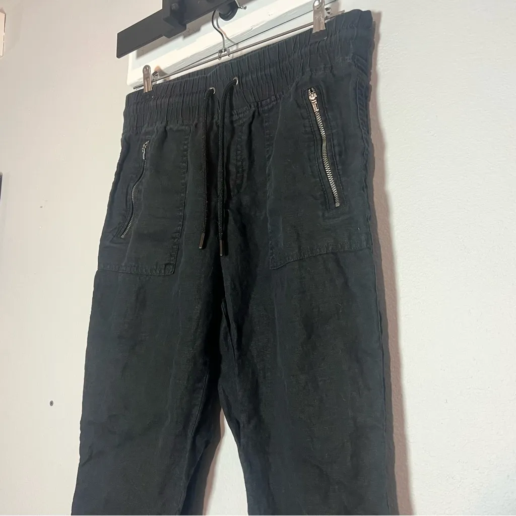 Athleta Black Cabo Linen Jogger Pants Size 6P 6 Petite Ankle Cropped High Rise - Image 6