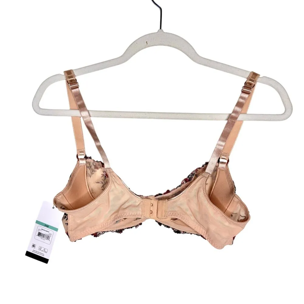Sofia Intimates by Sofia Vergara Floral Embroidered Balconette Bra Size 34B New Tan - Image 10