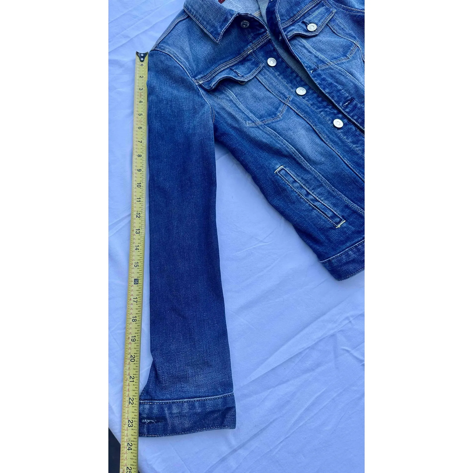 7 For All Mankind  Classic Jean Jacket Button Front Pockets Medium Blue Womens Si - Image 5