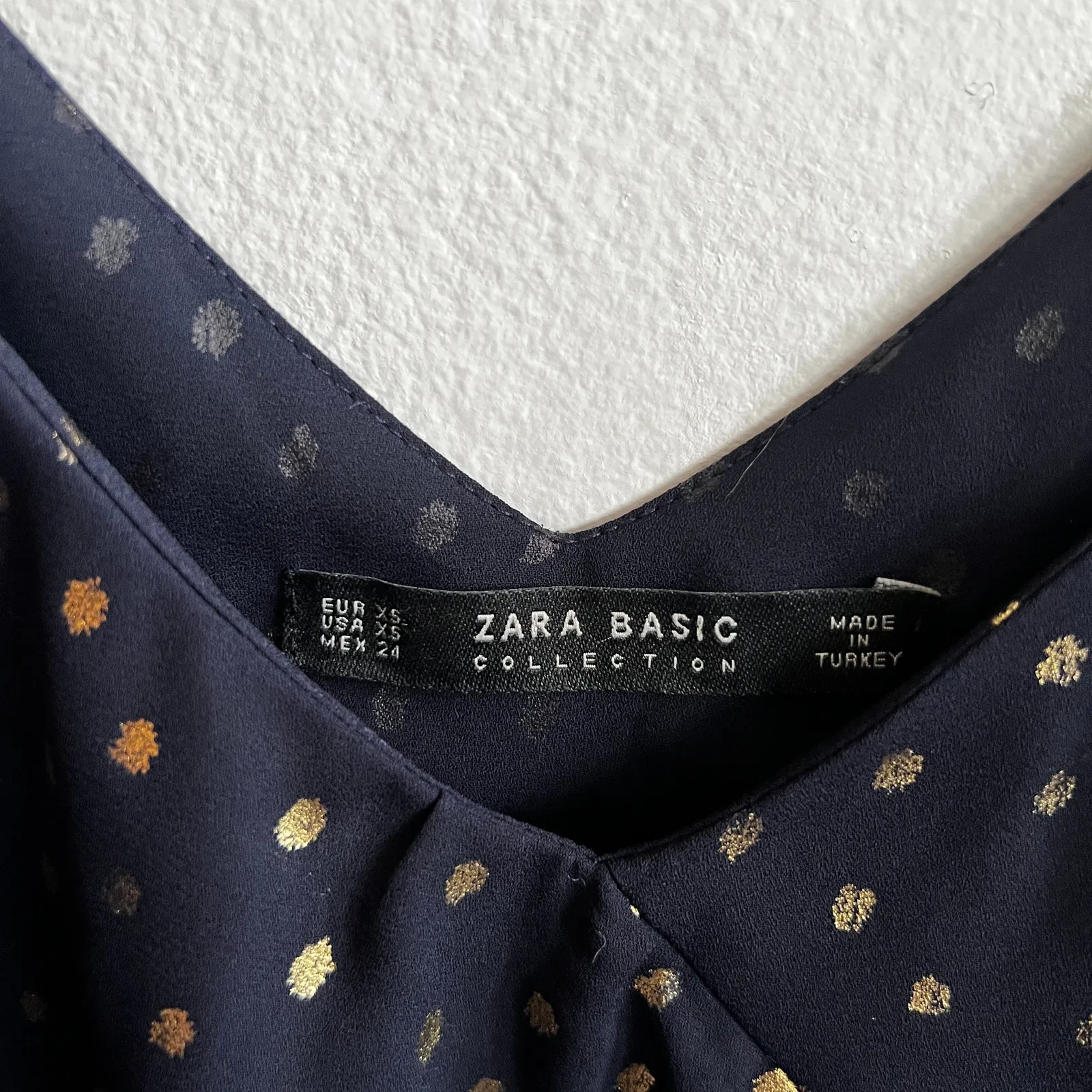 Zara‎ Navy Gold Polka Dot Ruffle Tank Top Y2K Coquette Glam Academia XS - Image 2