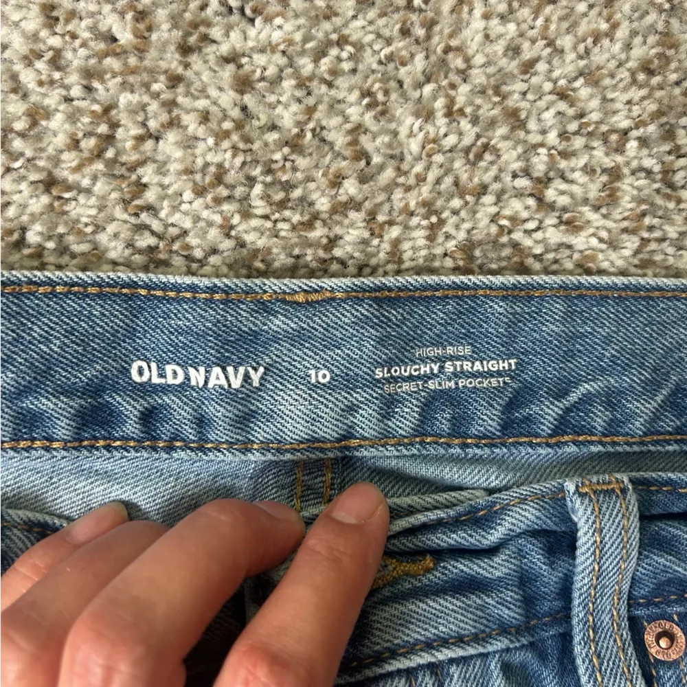 Old Navy High-Rise Slouchy Straight Jeans Ankle Cropped Casual Distressed 10 - Image 2