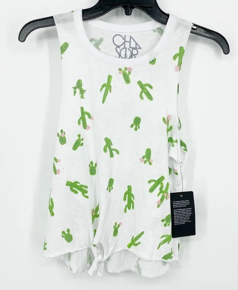 Chaser Cactus Tank Top Tie Front NWT Sz XS - Image 3