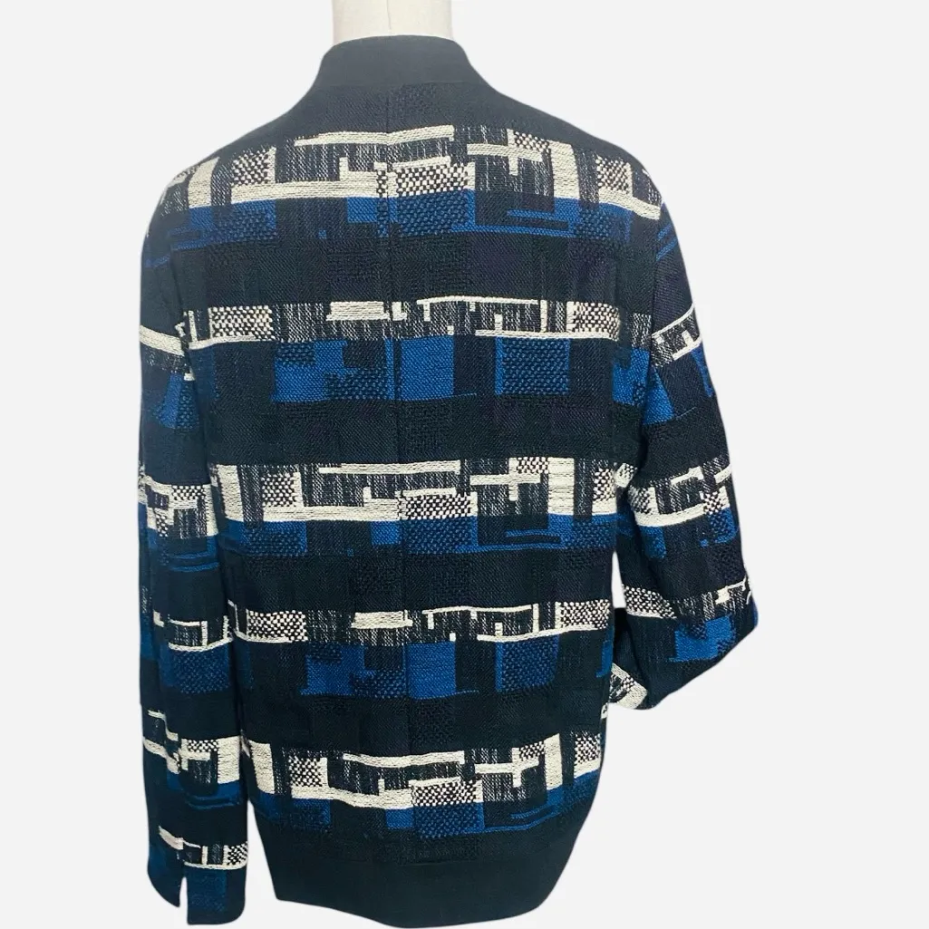 Akris Punto Switzerland Quiet Luxury Geometric Knit Bomber Jacket Sz 10 - Image 9