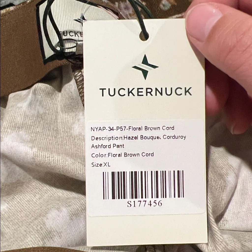 NWT Tuckernuck ashford brown corduroy Floral Brown Women's Pants size xl - Image 14