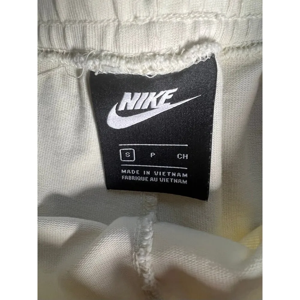 Nike Women’s High Rise Drawstring athletic Sweat Shorts Size S Cream - Image 3