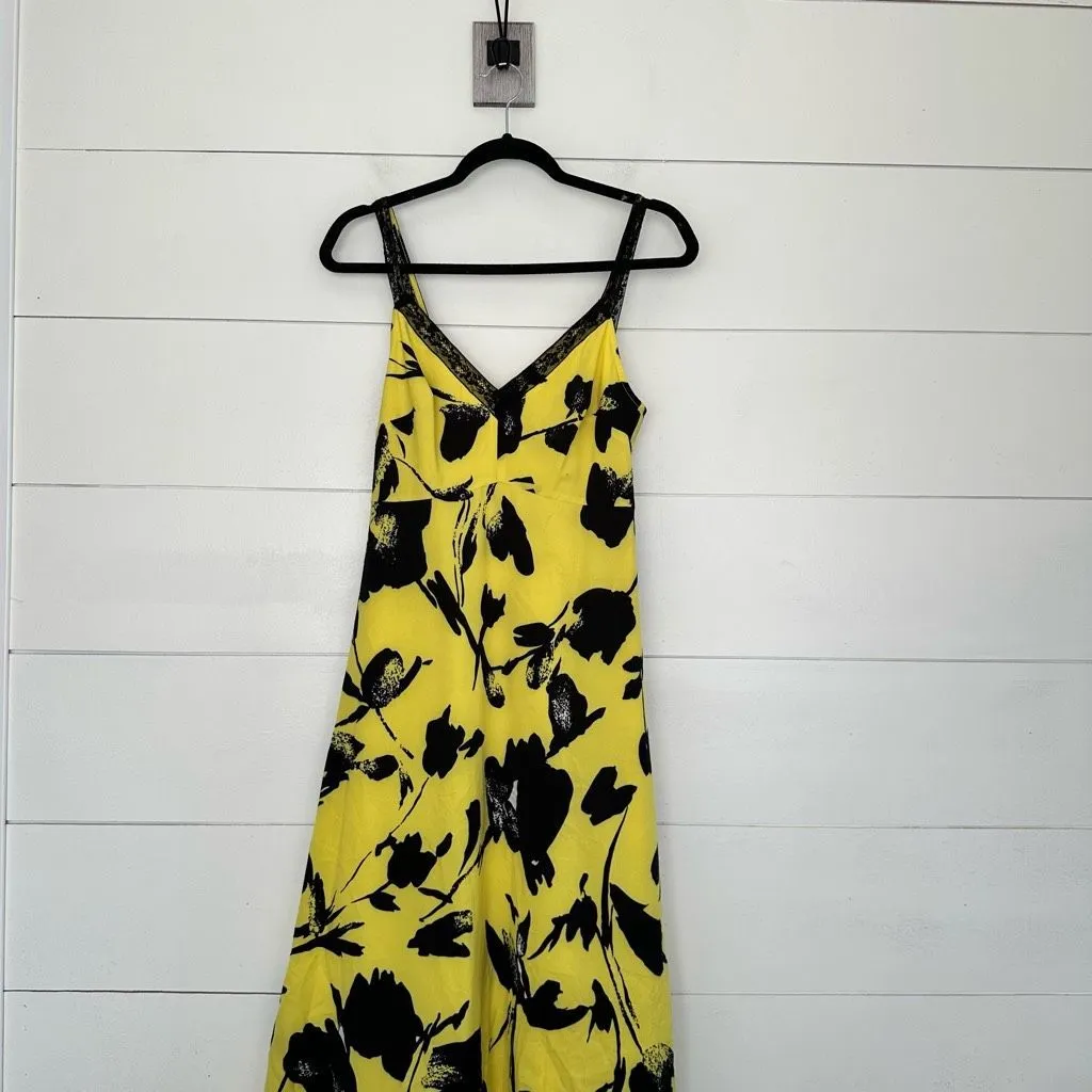 Jason Wu Women’s 4 Yellow Black Floral Midi Dress - Image 2