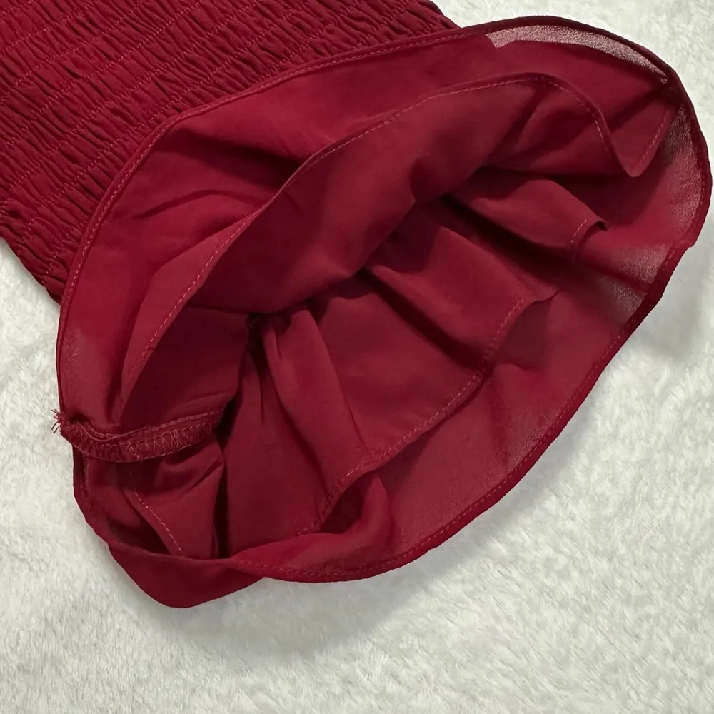 JessaKae Red Ruffled Midi Dress with Flutter Sleeves 100% Polyester Size undefined - Image 4