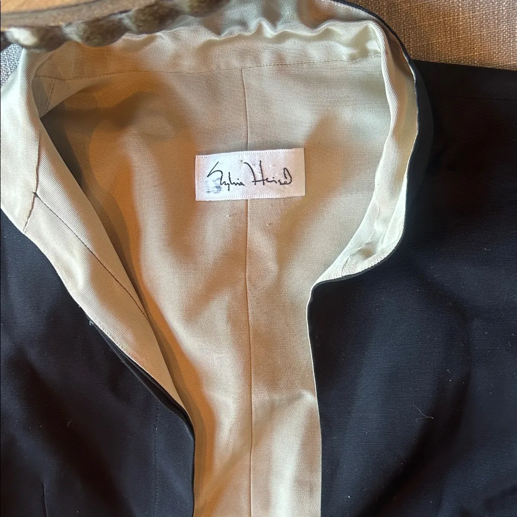 Sylvia Heisel Vintage Black Creme Interior Collared Blazer Jacket Size 4 - Image 4