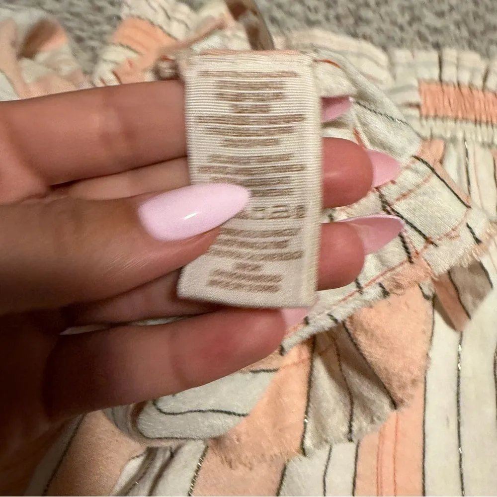 Free People Girl Like Me Striped Orange Linen Co-Ord Matching Set Shorts Size XS - Image 6