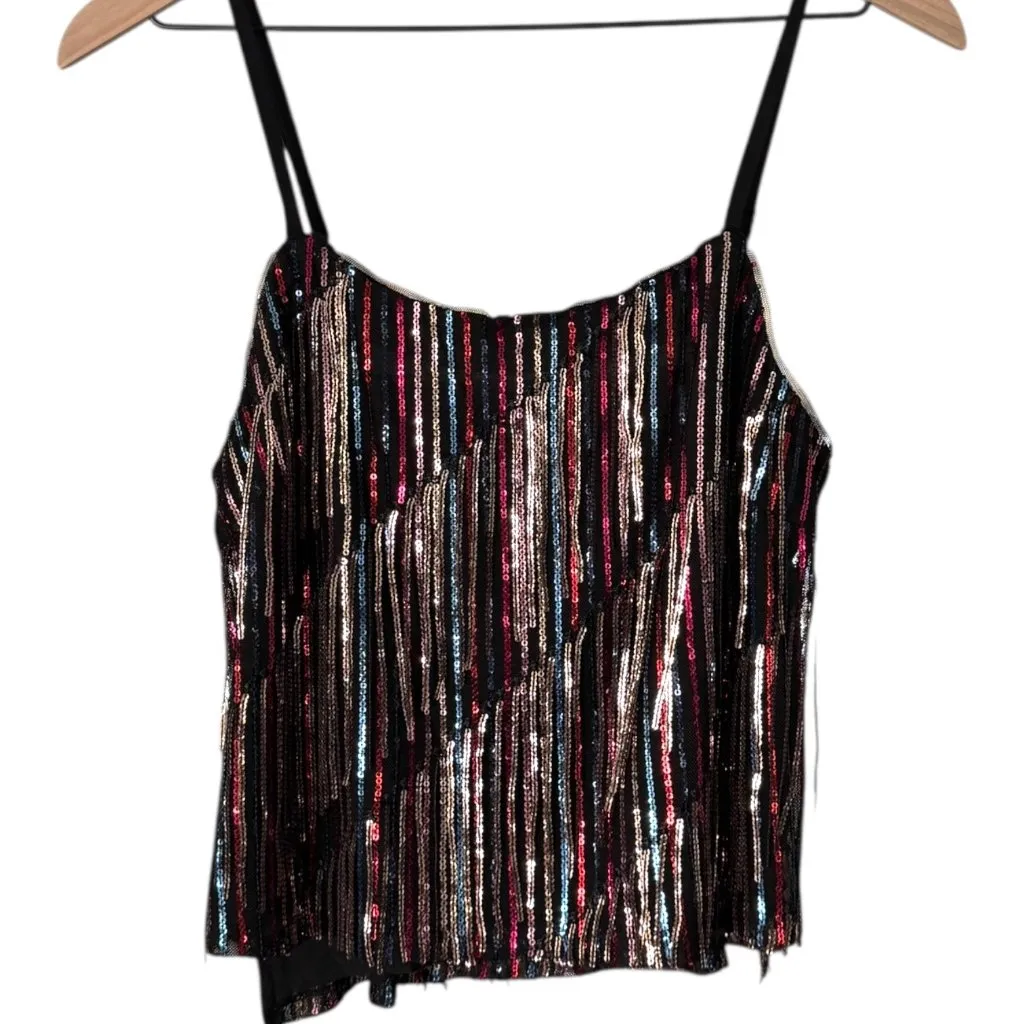 BCBGMAXAZRIA Sequin Fringe Camisole Top Size 0 NWT - Image 4