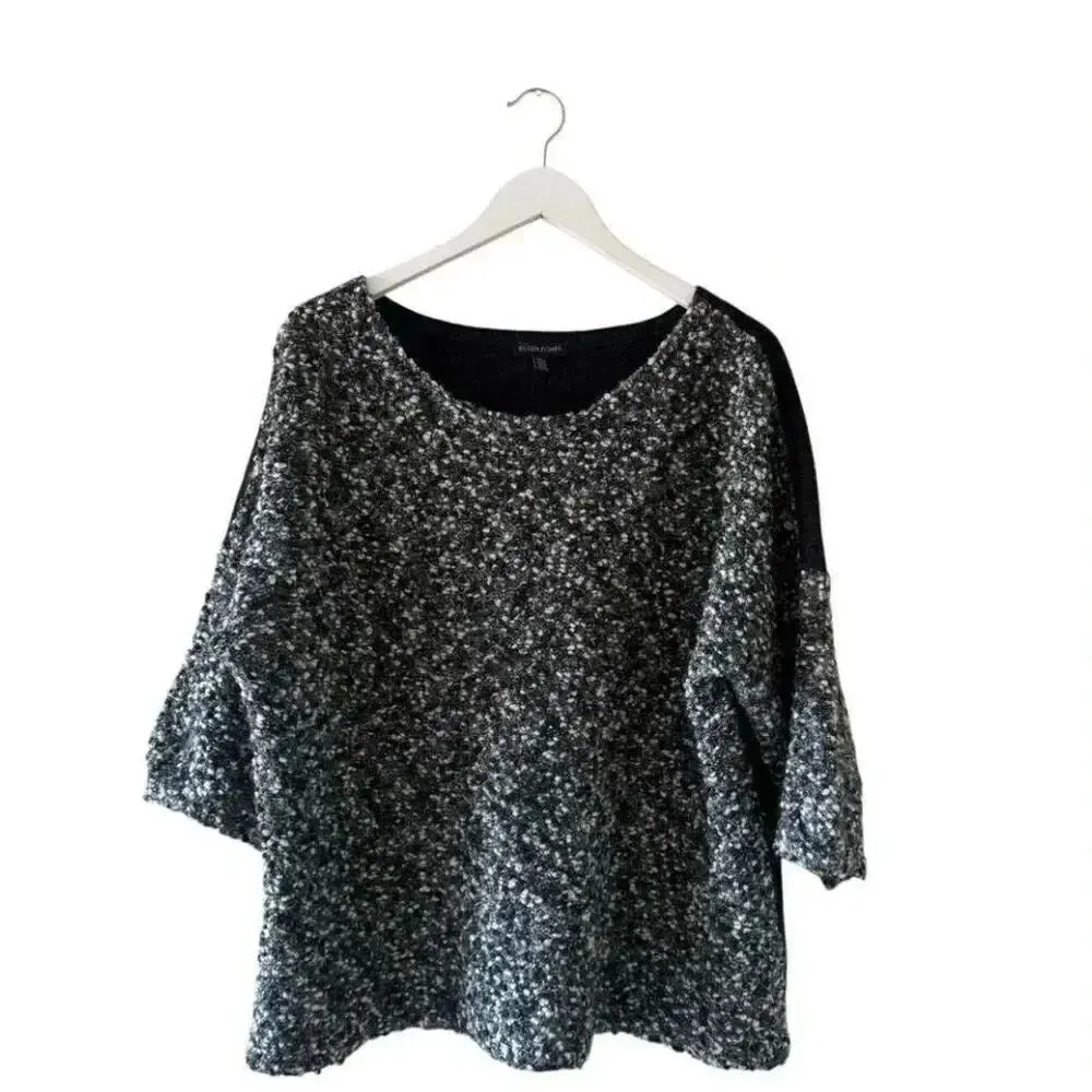 Eileen Fisher Bateau Neck Boucle Front Boxy Wool Blend Sweater SZ XL #2279 - Image 3