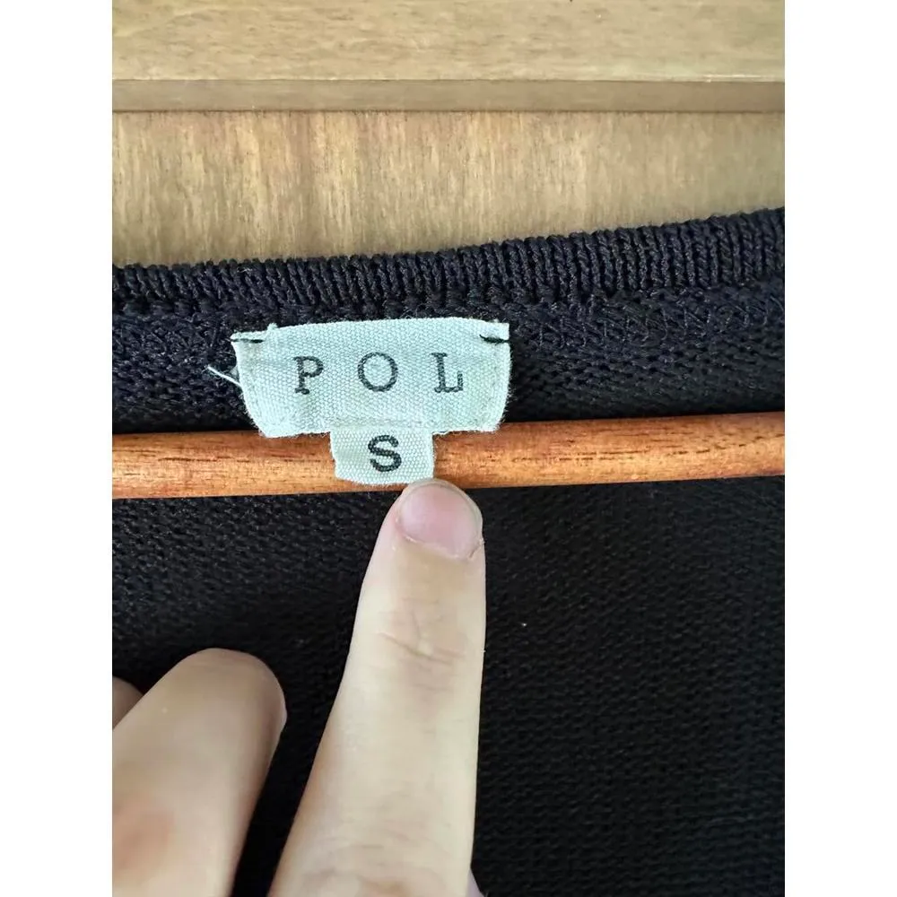 POL V-Neck Short Sleeve Knit Sweater Shirt Black Women’s size Small​ - Image 5