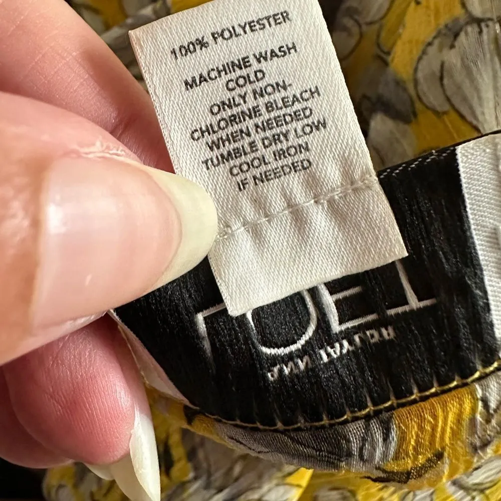 Loft Floral Sheer V-Neck Blouse Yellow, V-neck - Image 7