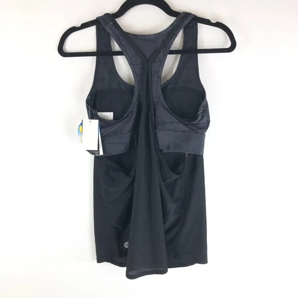 TYR Canopy Madison Tankini Top Cutouts Mesh Racerback Maximum Support Black S - Image 3