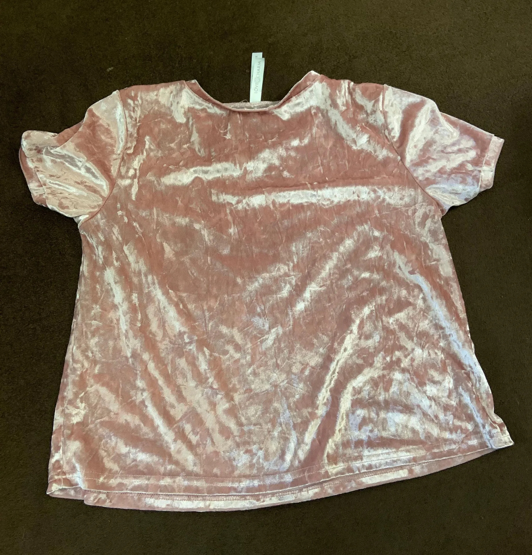 MD  Light Pink Velvet Crop Top - Image 2