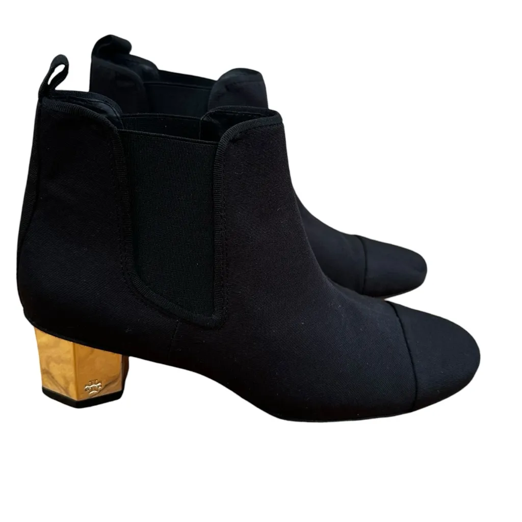 Tory Burch Regina Ankle Boot Black Gold Size 7.5 - Image 5