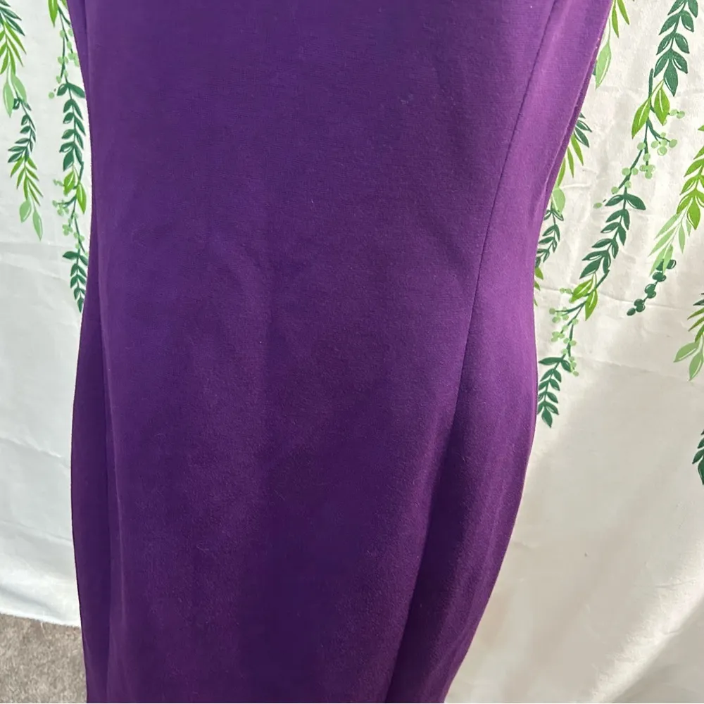 Tahari Purple Sheath Midi Dress Square Neck Sleeveless B3 - Image 3