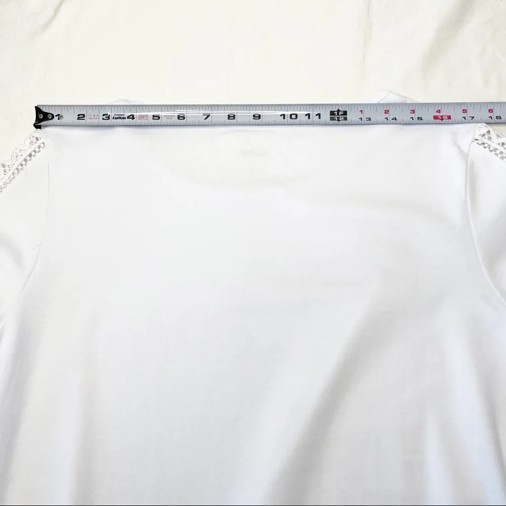 NEW White T Shirt with Violet Hue / Crocheted Sleeves Size M Blair NIP - Image 10