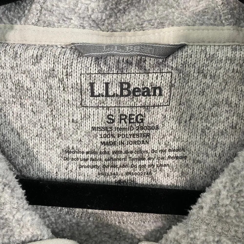 LL Bean Women Light Grey Full Zip Hooded Fleece Lined Sweater Coat Size S - Image 4