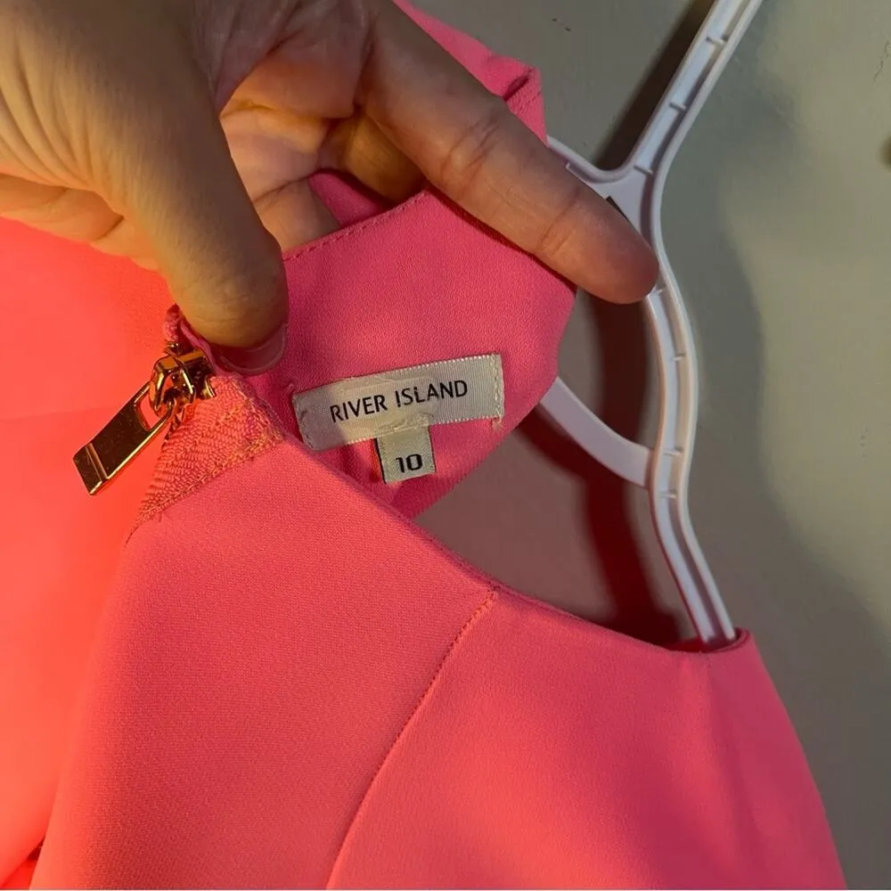 River Island Modest Pink Coquette Barbiecore Short Sleeve Shift Dress SZ 6 - Image 9