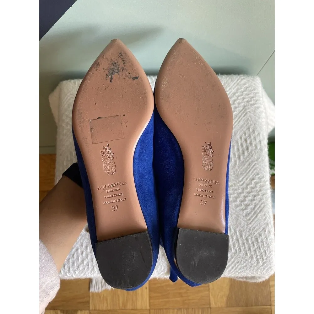 Aquazzura Blue Suede Belgravia Flats Sz 37. - Image 5