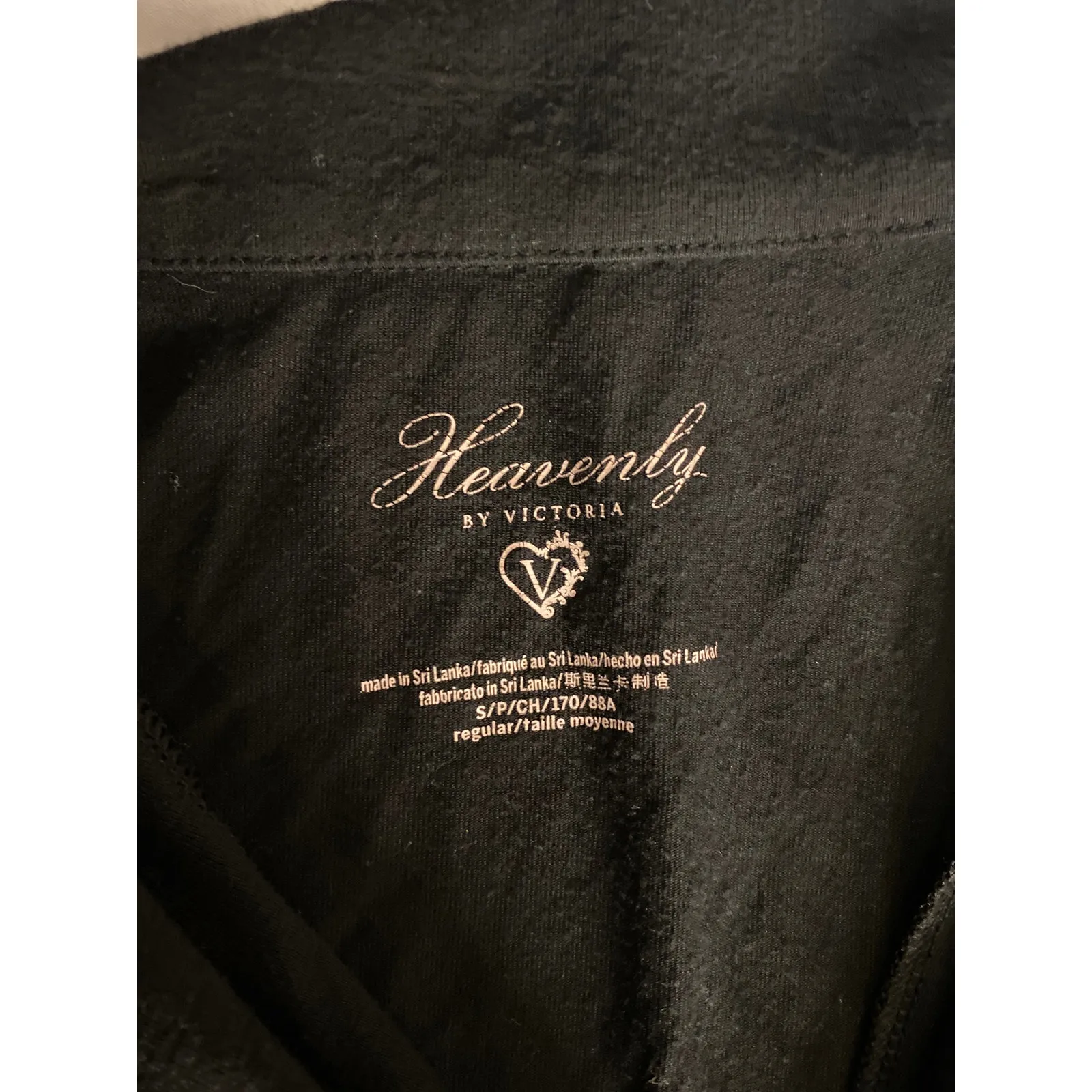 Victoria’s Secret Heavenly Black Pajama Set Leopard Trim Button Top Shorts S - Image 3