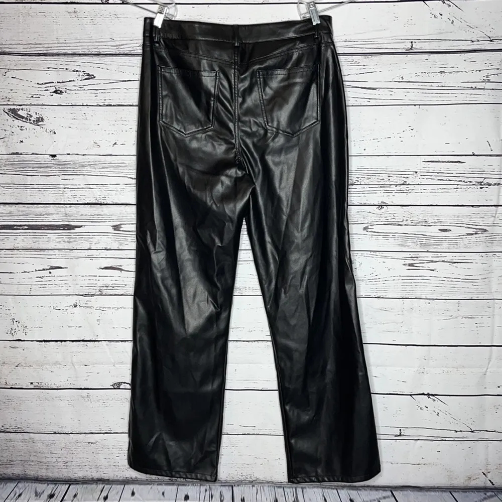 Garage NWT Size XL Jet Black Faux Leather Straight Leg Pants - Image 3