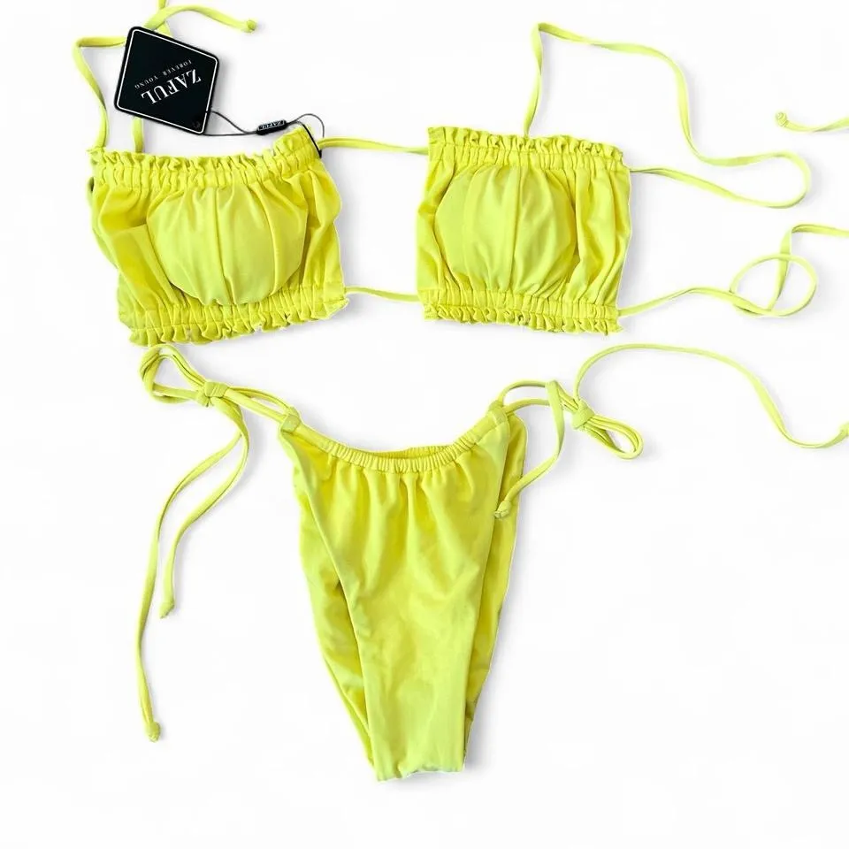 Zaful Lemon Yellow Bikini Set NWT Size Small - Image 2
