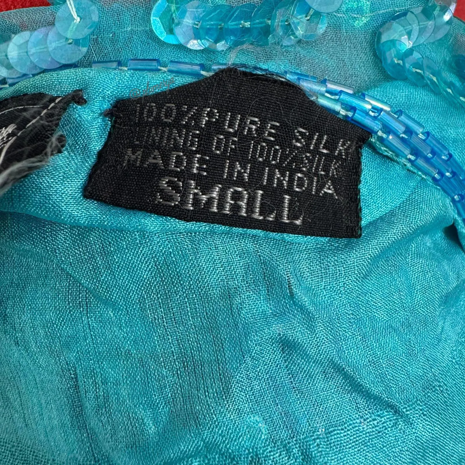 Vintage Jewel Queen Sequin and Silk Floral Embellished Jacket Size S Blue - Image 5