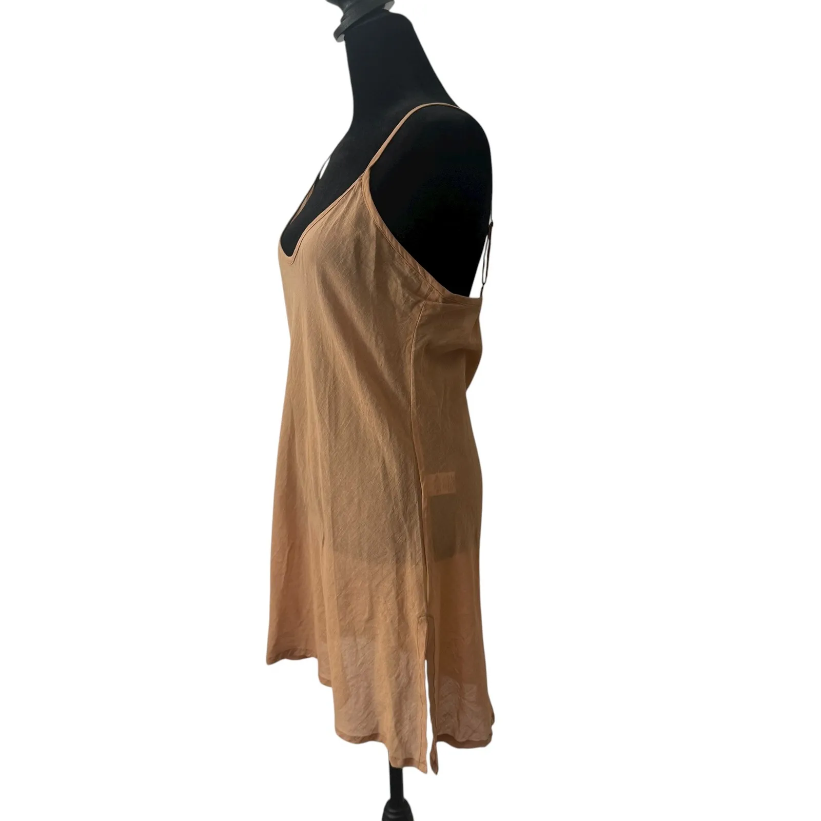 Natalie Martin Sheer Cotton Slip Mini‎ Dress Size M Clean Girl Minimalist Lounge - Image 2