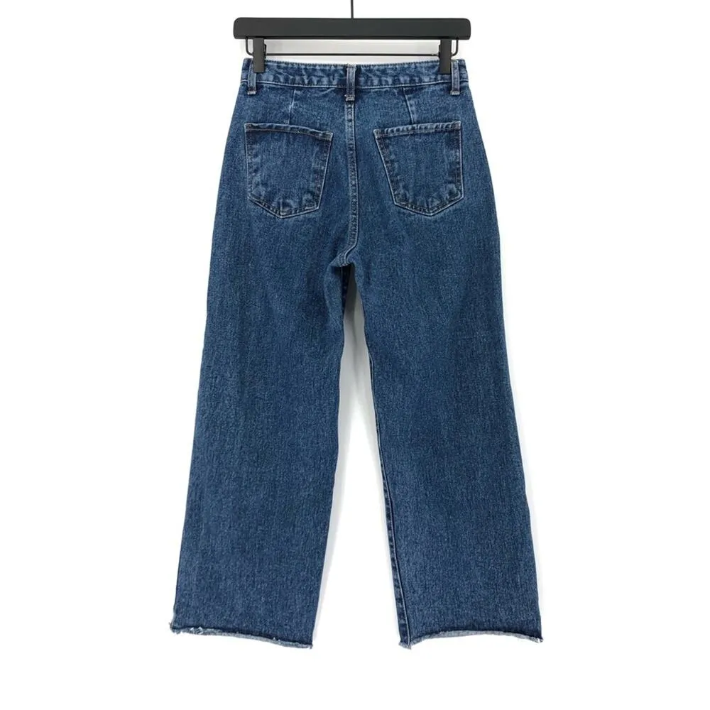 OAK + FORT Straight Leg Crop Jean Blue Denim S - Image 7