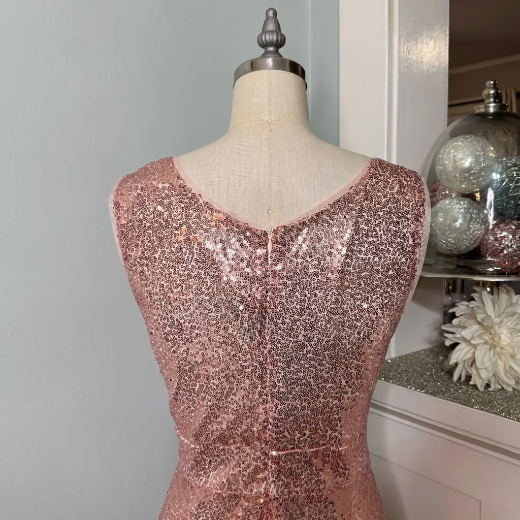 Grace Karin Rose Gold Sequin Formal Party Dress Size Large Holiday Evening Wear - Image 6