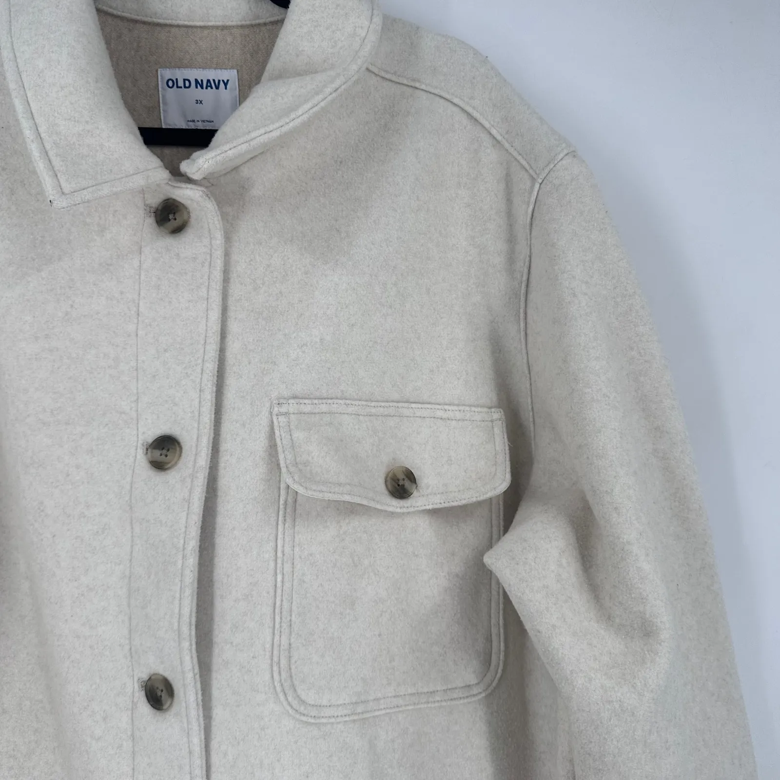 OLD NAVY Women's Wool Shacket Oatmeal Heather shirt jacket oversized Size 3X - Image 6