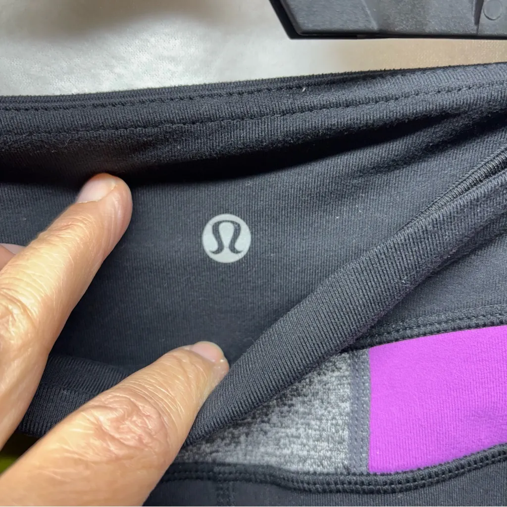 Lululemon‎ Athletica Black Capris with Multicolor Waistband - Image 2