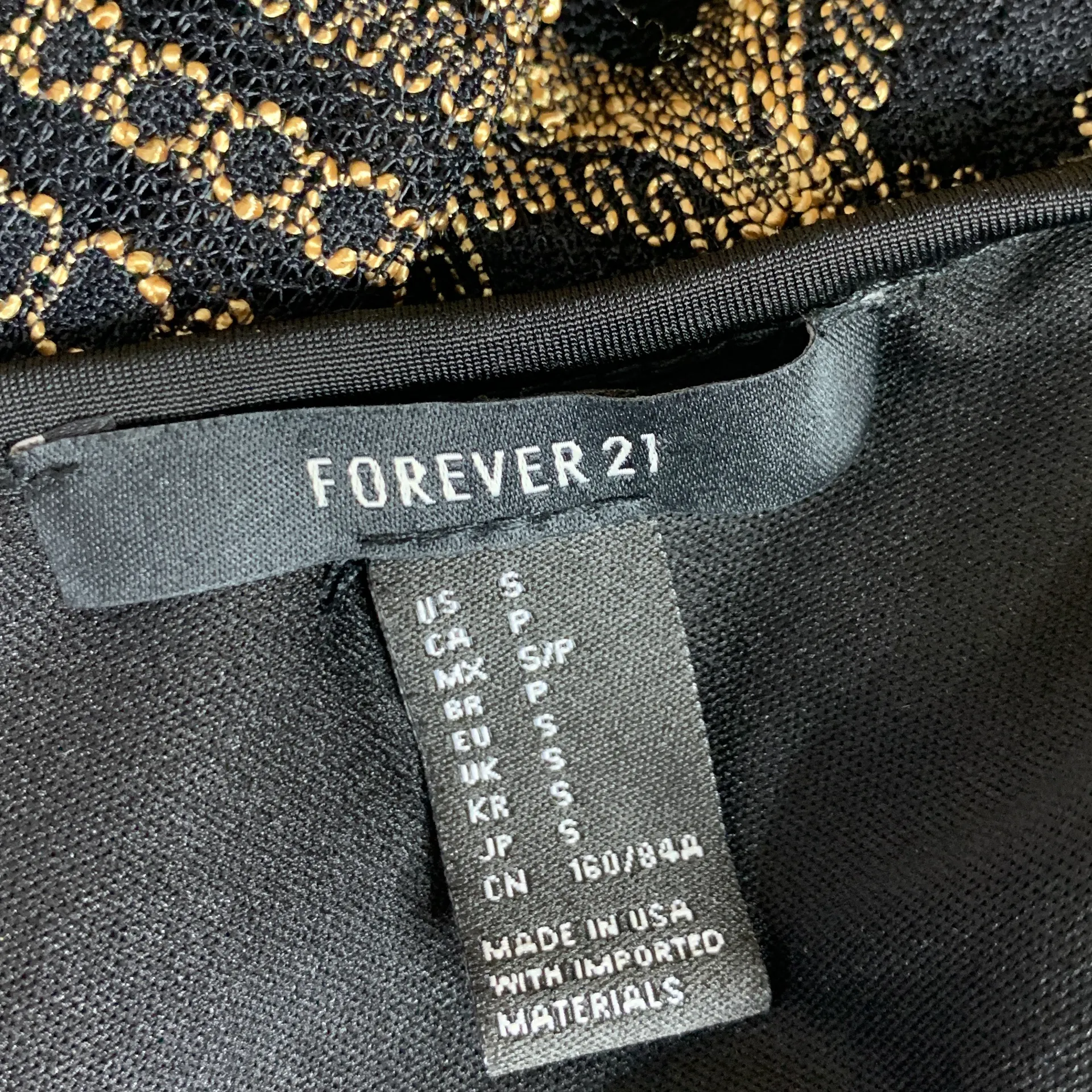 Black & Gold Long Sleeve Bodycon Dress Small - Image 9