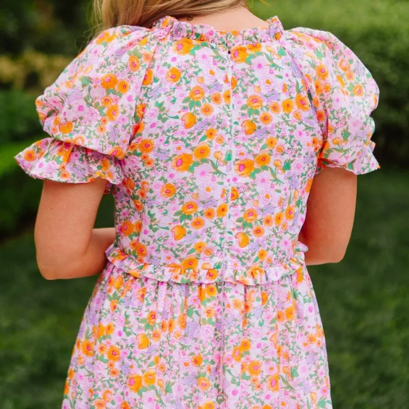 Ivy City Co Pink Purple & Orange Floral Ruffled Maxi Dress. Size XL - Image 15